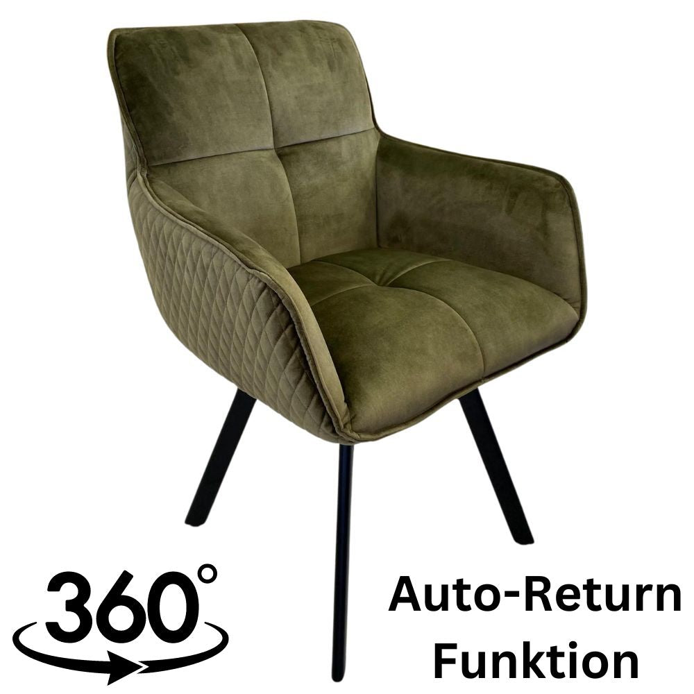 Exquisiter Drehstuhl 360° + Return-Funktion SPLENDID grün Samt