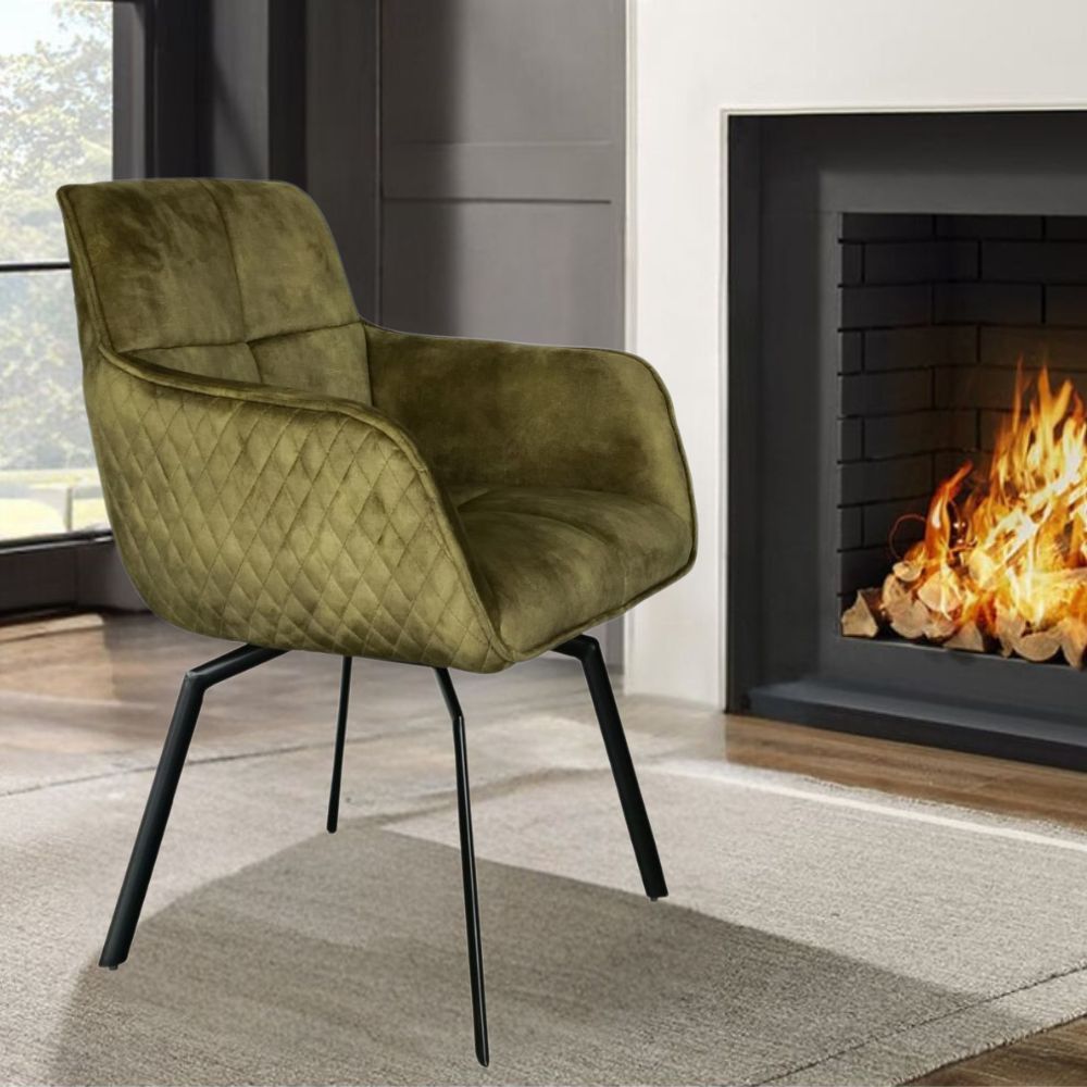 Exquisiter Drehstuhl 360° + Return-Funktion SPLENDID grün Samt