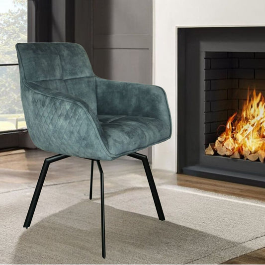 Exquisiter Drehstuhl 360° + Return-Funktion SPLENDID petrol Samt