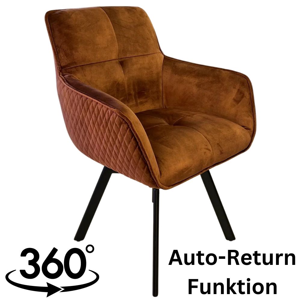 Exquisiter Drehstuhl 360° + Return-Funktion SPLENDID bronze Samt