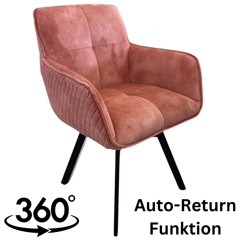 Exquisiter Drehstuhl 360° + Return-Funktion SPLENDID rose Samt
