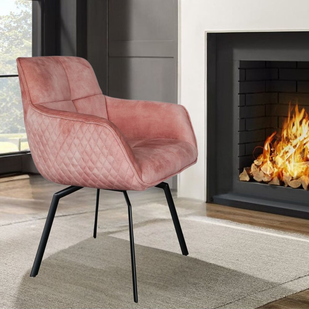 Exquisiter Drehstuhl 360° + Return-Funktion SPLENDID rose Samt