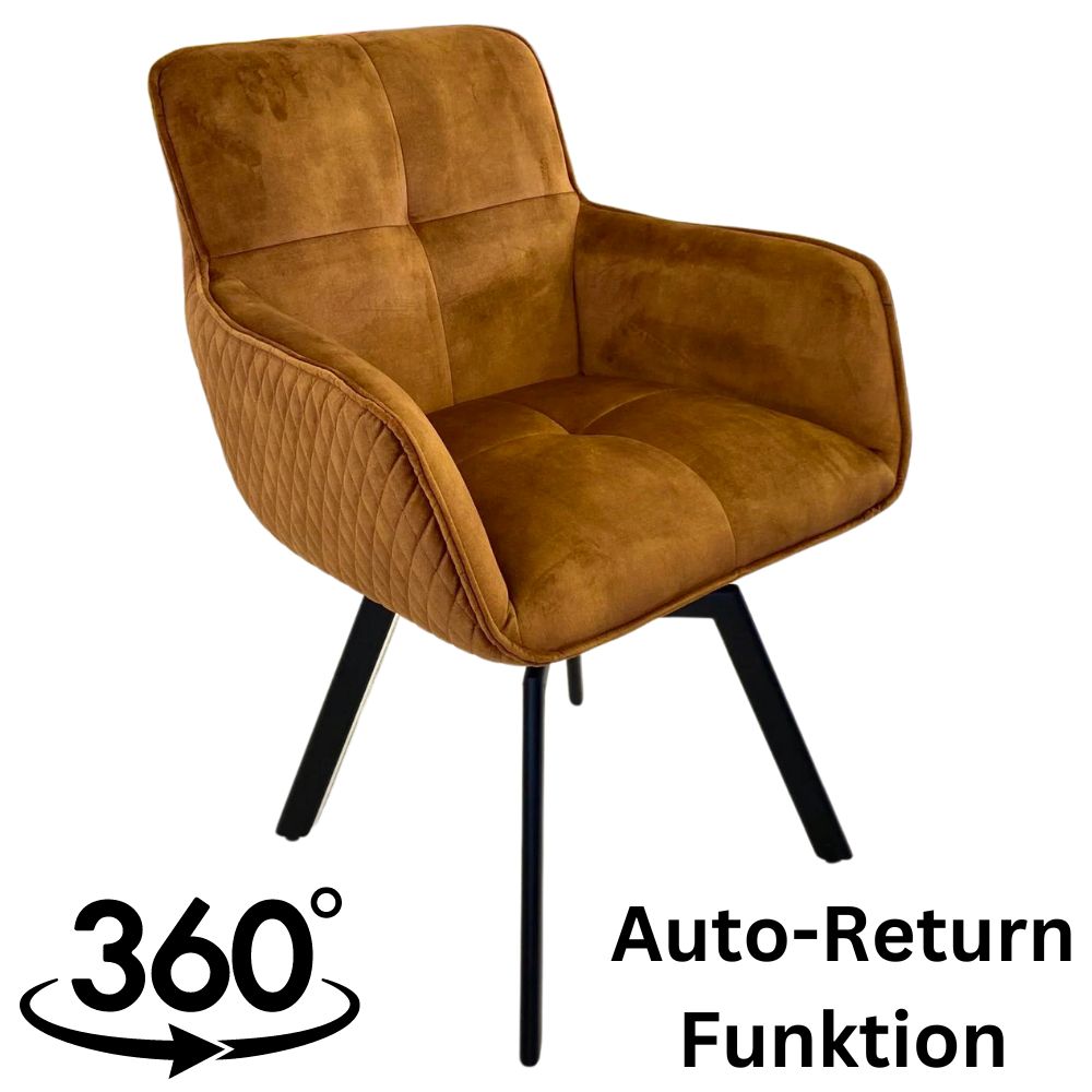 Exquisiter Drehstuhl 360° + Return-Funktion SPLENDID amber Samt