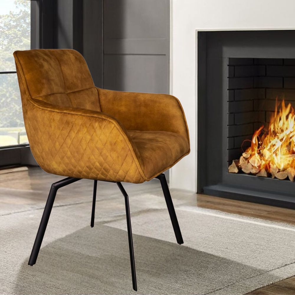 Exquisiter Drehstuhl 360° + Return-Funktion SPLENDID amber Samt