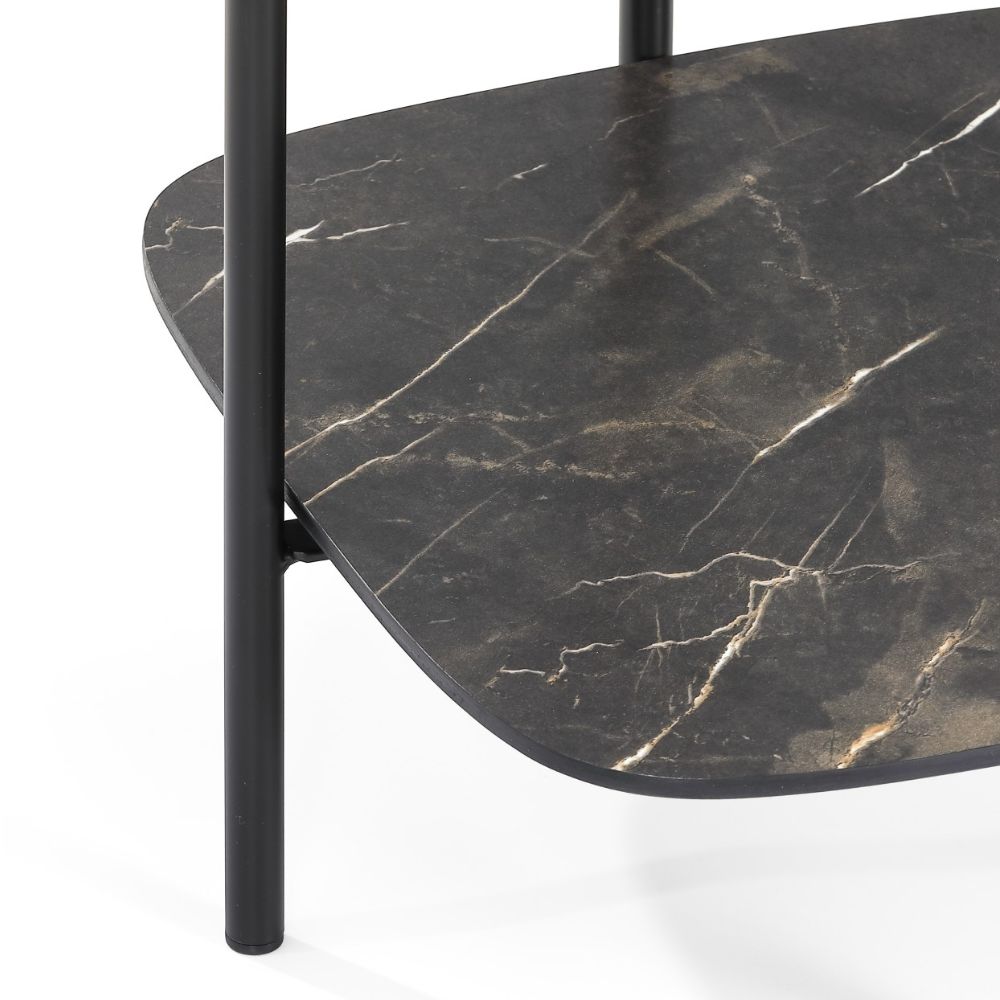 Design Beistelltisch MARMOL 55cm schwarz moderne Marmor-Optik