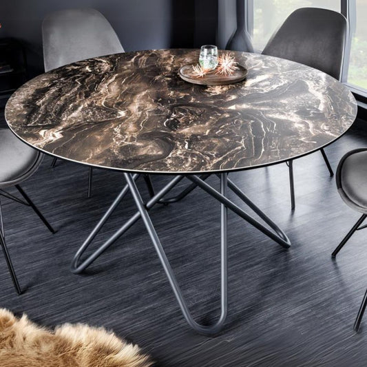Eleganter Esstisch PARMA 120cm taupe natur Keramik Made-in-Italy