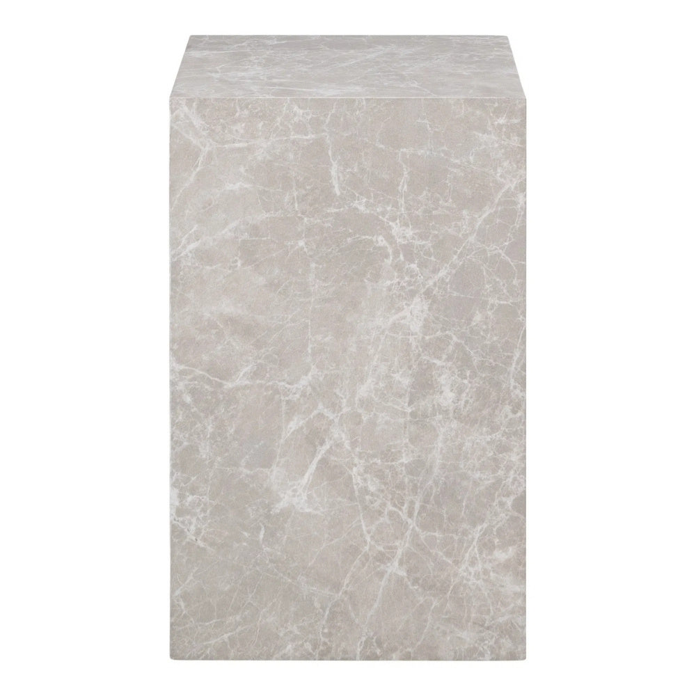 Design Beistelltisch POSTATO 50cm Marmor-Look beige creme Pflanzsäule