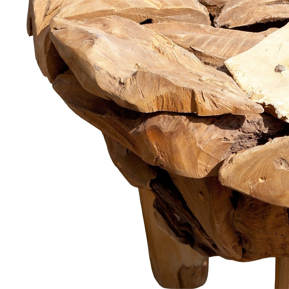 Teakwurzel Couchtisch BOSCO 80cm Natural Massivholz Glasplatte