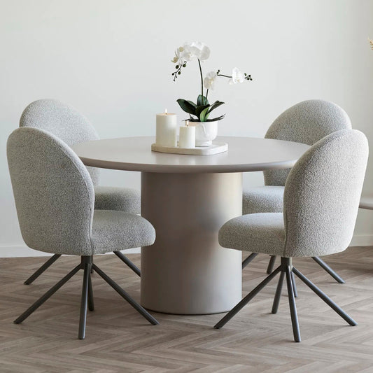 Drehstuhl mit Auto-Return-Funktion SOPHIE sand Bouclé grau Gestell