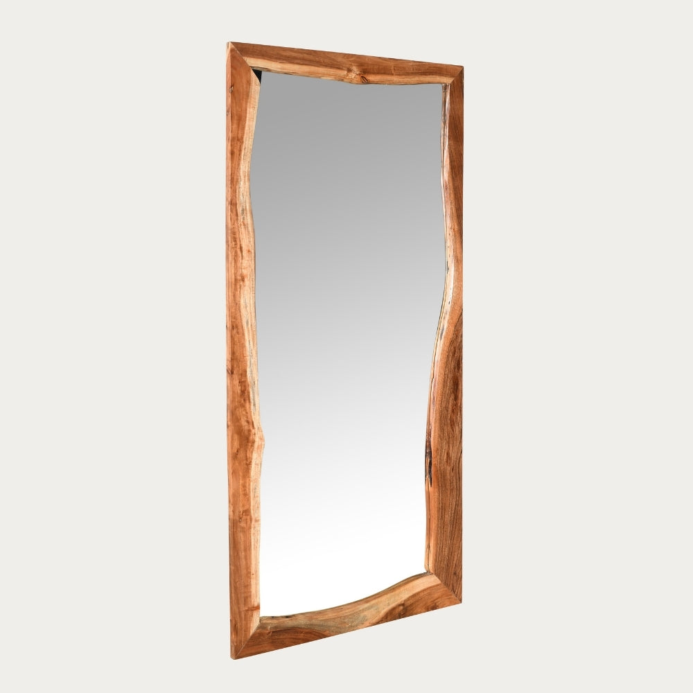 Massivholz-Spiegel CURVO 180x100cm Akazie Wandspiegel Baumkante