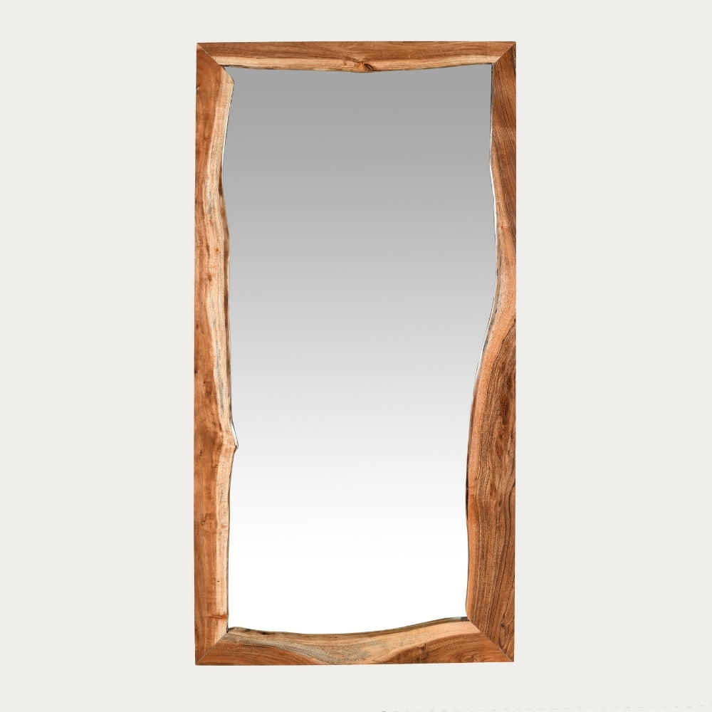 Massivholz-Spiegel CURVO 180x100cm Akazie Wandspiegel Baumkante