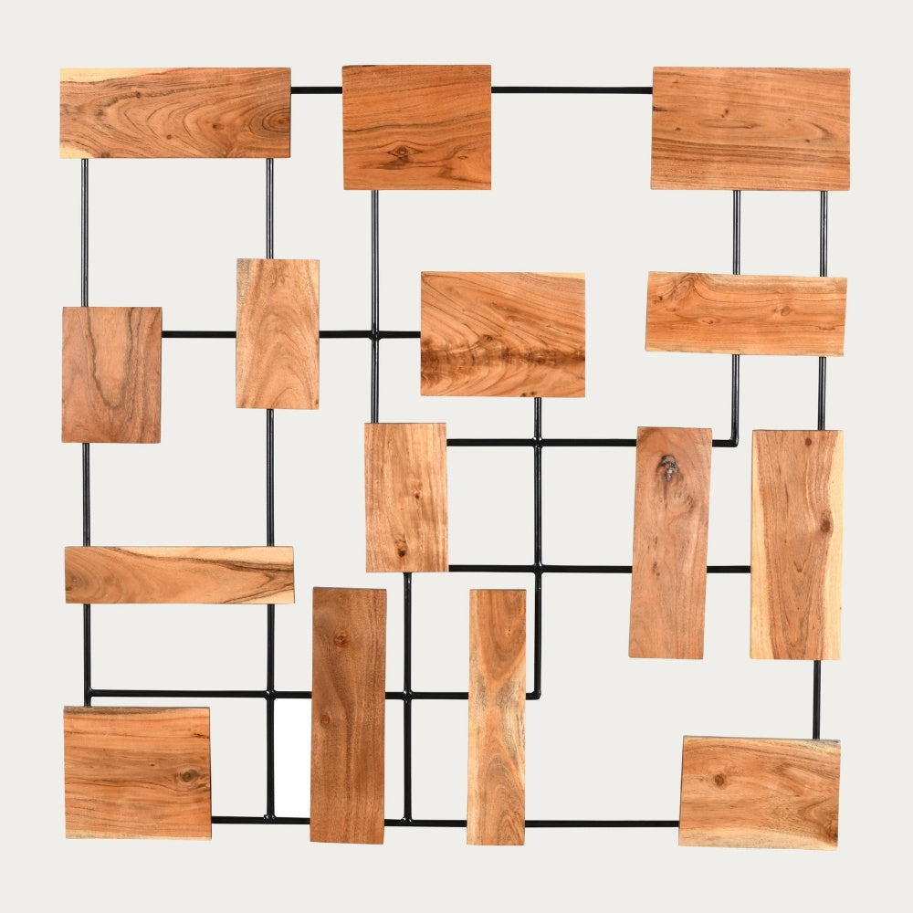 Wand-Deko-Objekt PARETO 120x120cm Unikat Akazienholz Wandbild
