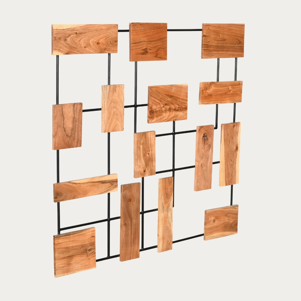 Wand-Deko-Objekt PARETO 70x70cm Unikat Akazienholz Wandbild