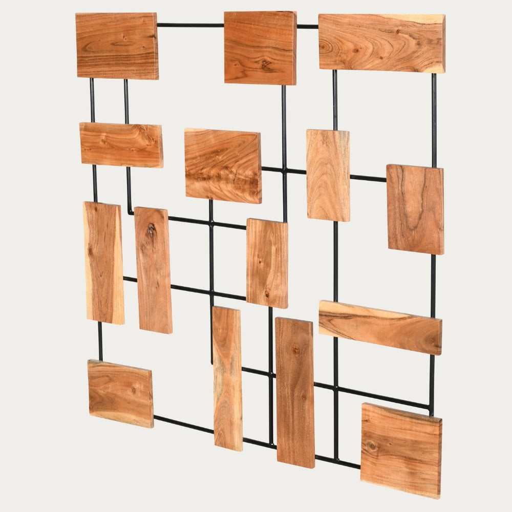 Wand-Deko-Objekt PARETO 70x70cm Unikat Akazienholz Wandbild