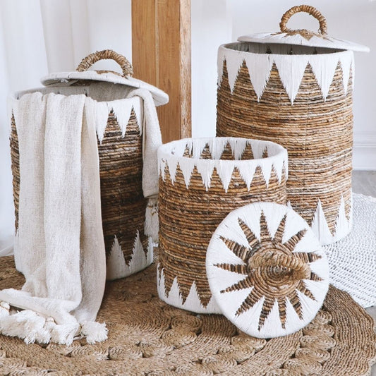 Natur Korb RUSH 65cm rund  Binsen geflochten natural Handmade