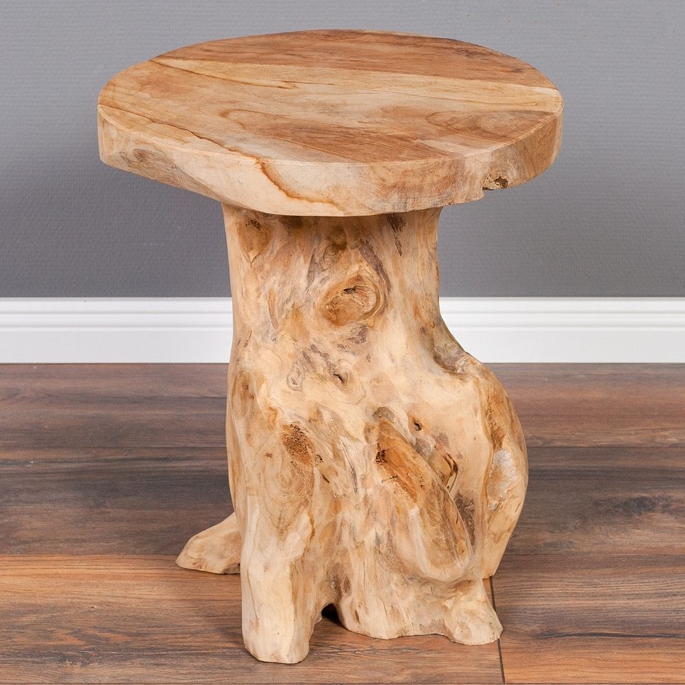 Massiver Beistelltisch FUNGO 40cm Teakholz