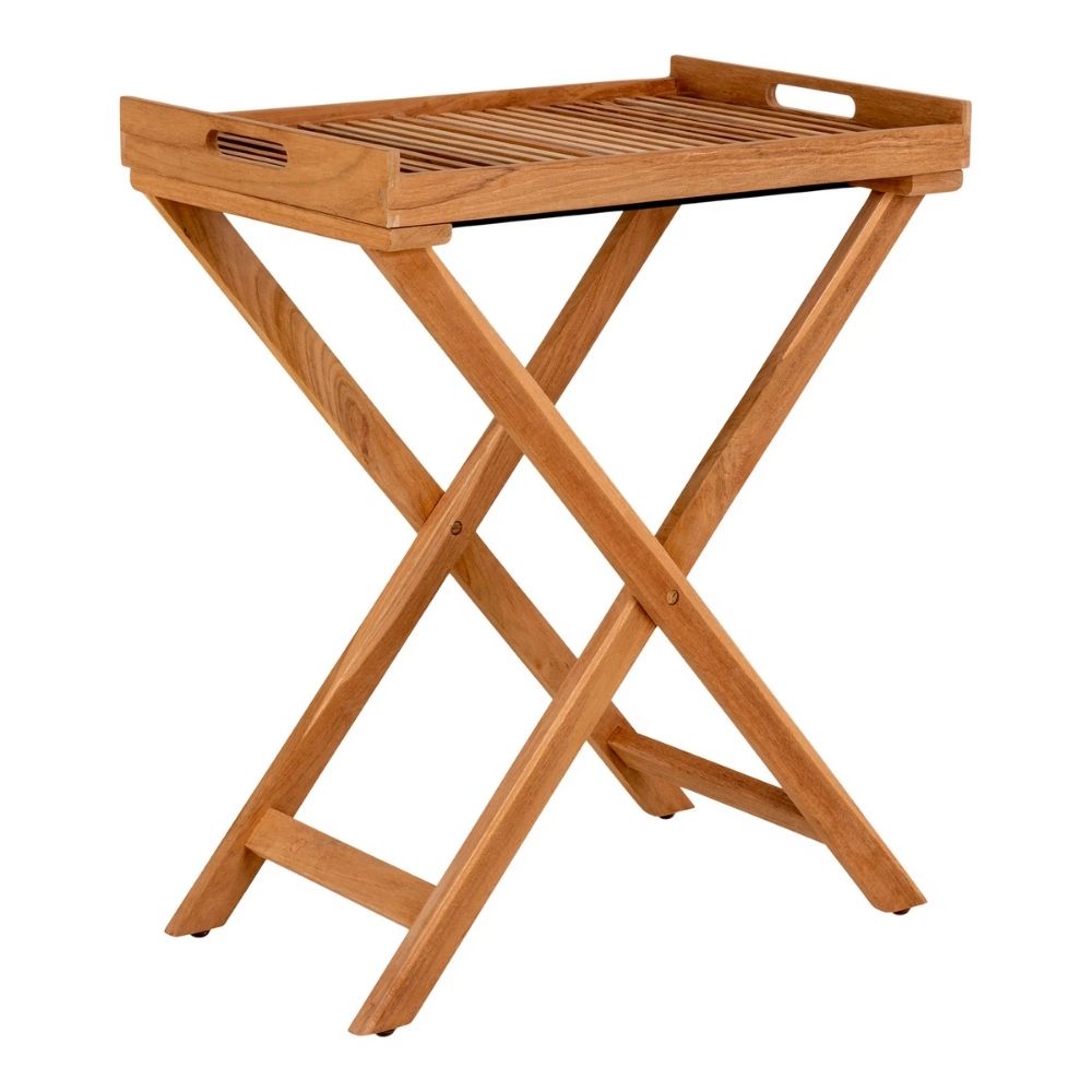 Klappbarer Teak Tablett-Tisch FLEX 70cm natural Beistelltisch