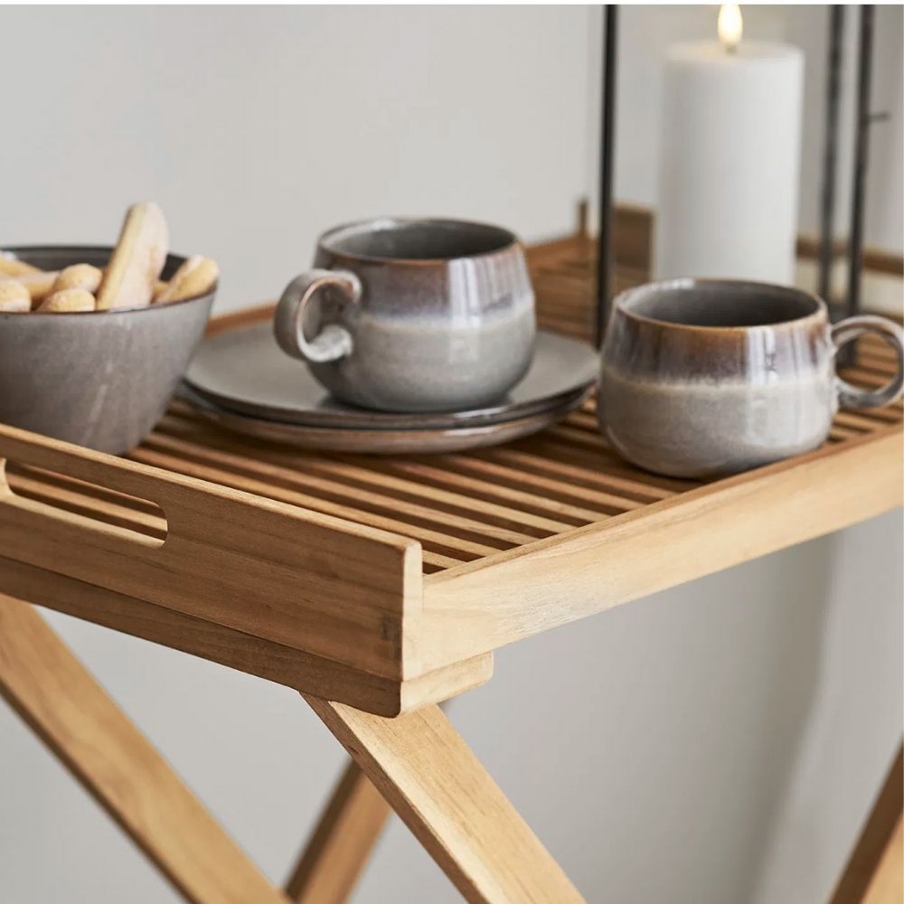 Klappbarer Teak Tablett-Tisch FLEX 70cm natural Beistelltisch