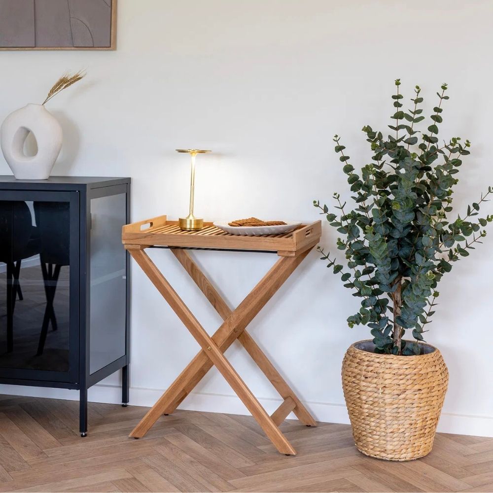 Klappbarer Teak Tablett-Tisch FLEX 70cm natural Beistelltisch