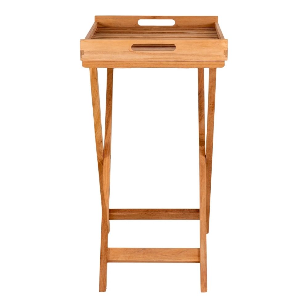 Klappbarer Teak Tablett-Tisch FLEX 70cm natural Beistelltisch