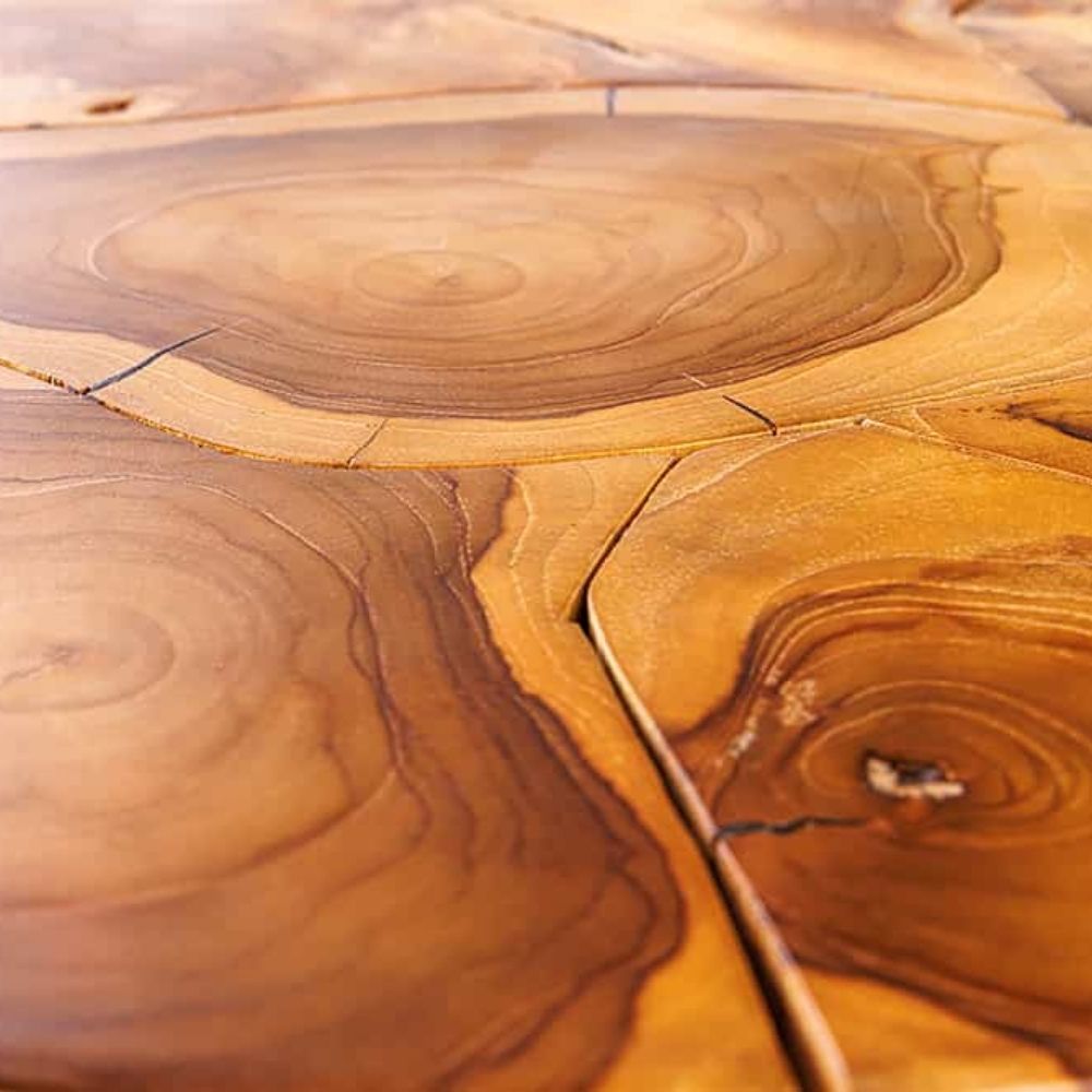 Runder Massivholz Beistelltisch BAGIAN 50cm Teak natural Metall