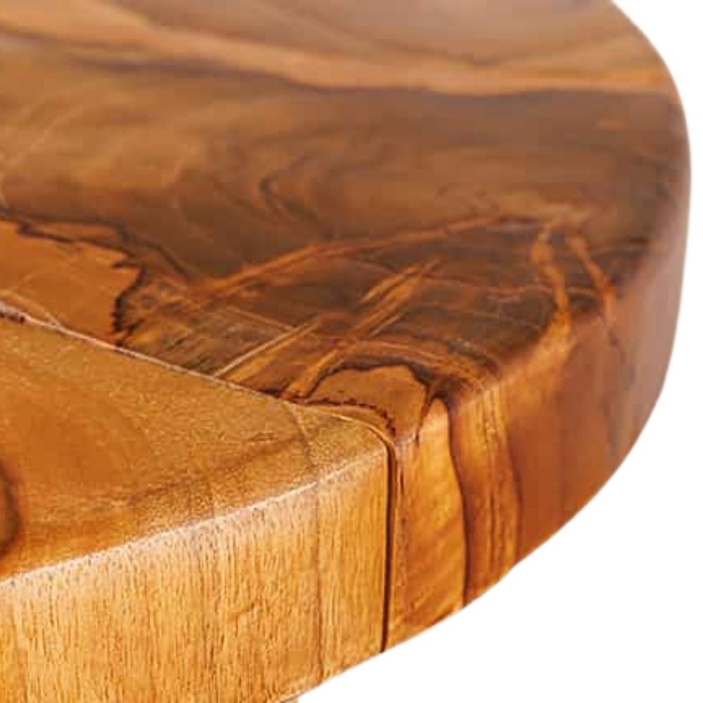 Runder Massivholz Couchtisch BAGIAN 80cm Teak natural Metall