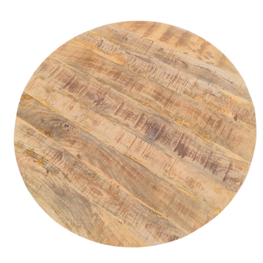 Runder Massivholz Esstisch CRAFT 100cm Mangoholz Metallgestell