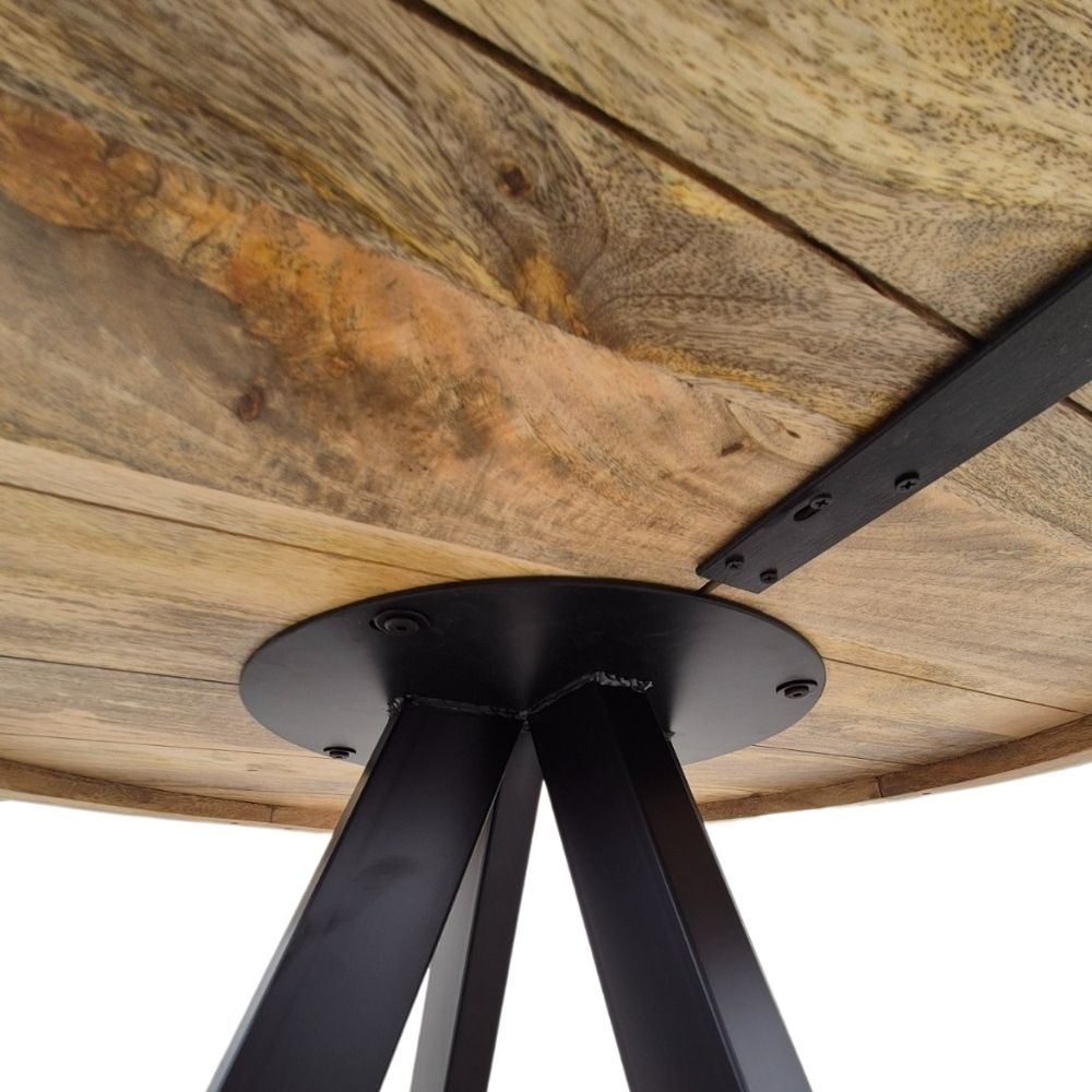 Massivholz Esstisch CRAFT rund  80cm Mangoholz Metallgestell