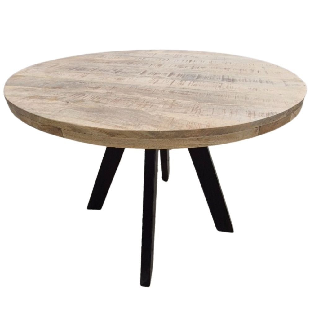 Massivholz Esstisch CRAFT rund  80cm Mangoholz Metallgestell