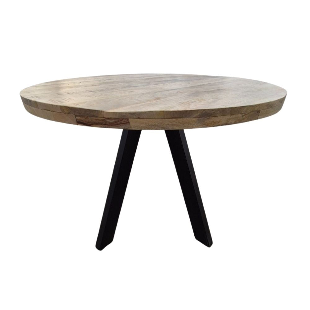 Massivholz Esstisch CRAFT rund  80cm Mangoholz Metallgestell