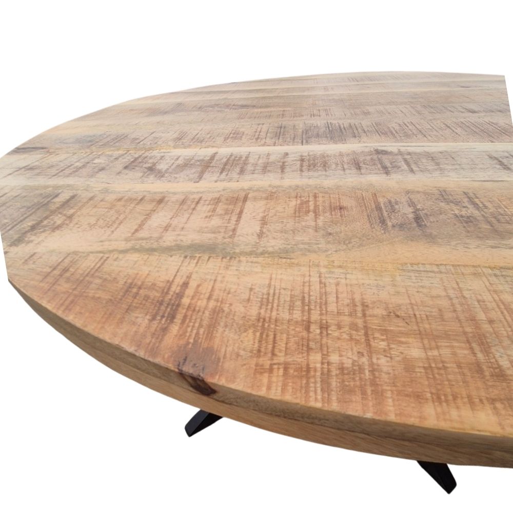 Runder Massivholz Esstisch CRAFT 120cm Mangoholz Metallgestell