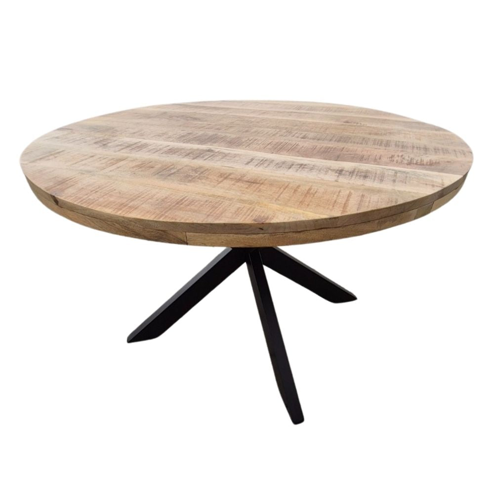 Runder Massivholz Esstisch CRAFT 120cm Mangoholz Metallgestell