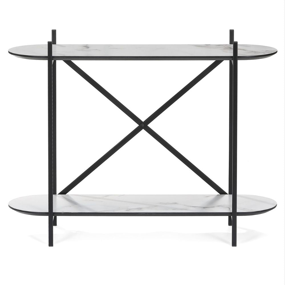Moderne Design Konsole MARMOL-Plus 100cm weiss Marmor-Optik