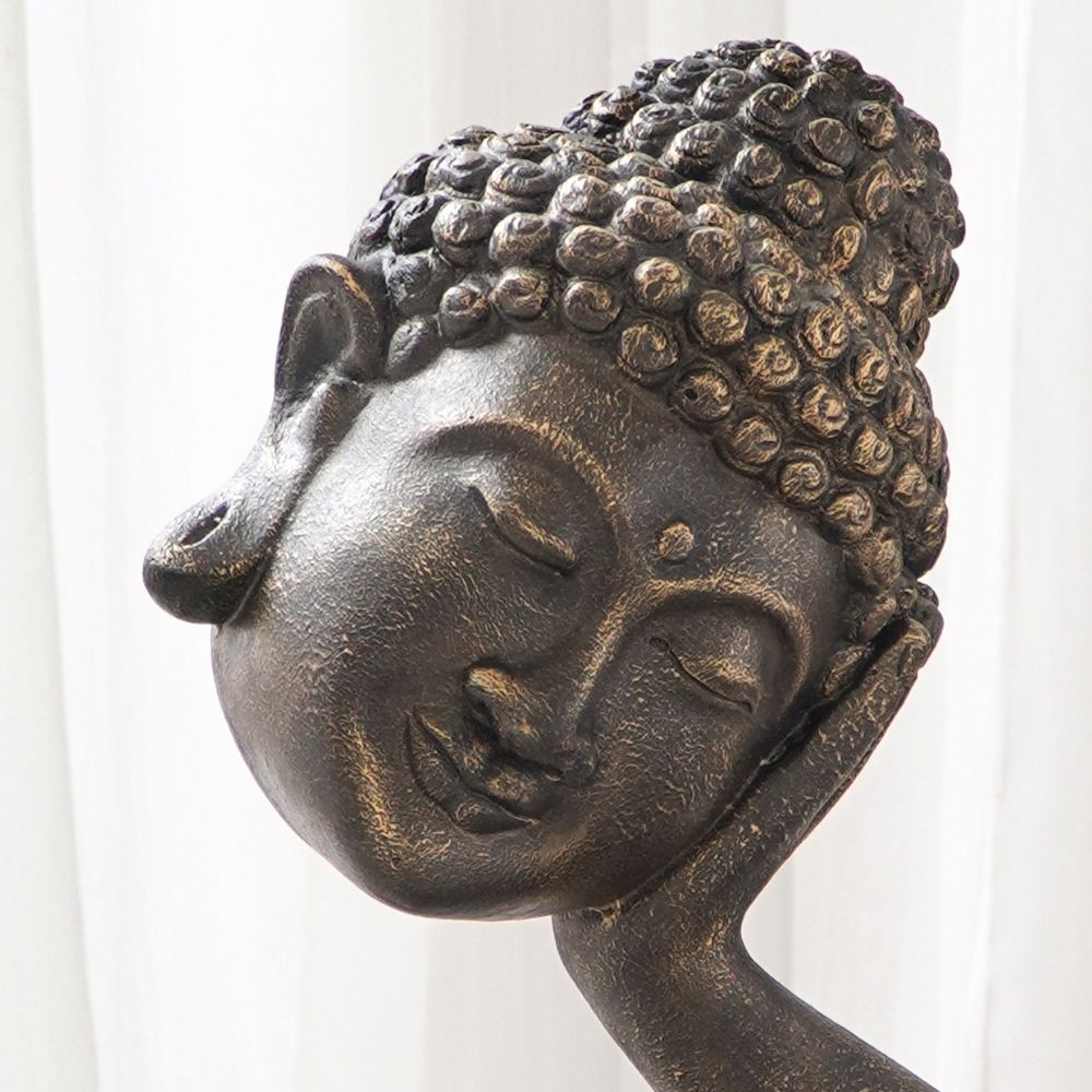 Spirituelle Buddha Statue RELAX 70cm gold-schwarz Deko Skulptur