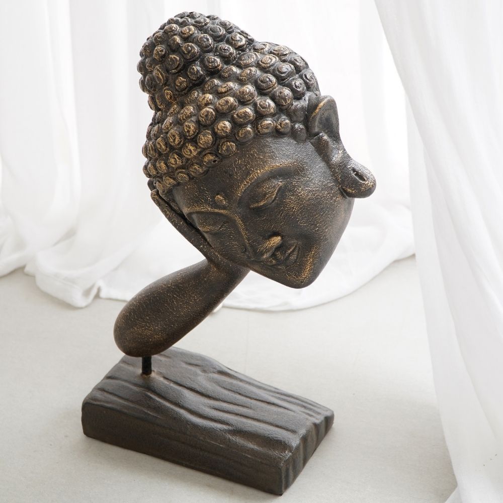 Spirituelle Buddha Statue RELAX 70cm gold-schwarz Deko Skulptur