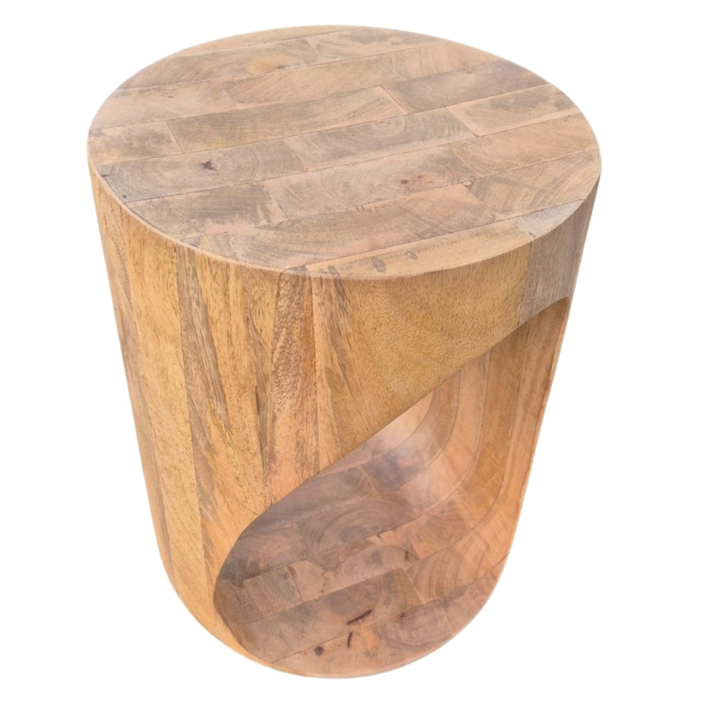 Massivholz Beistelltisch KITAR-F 40cm Mangoholz natural Hocker