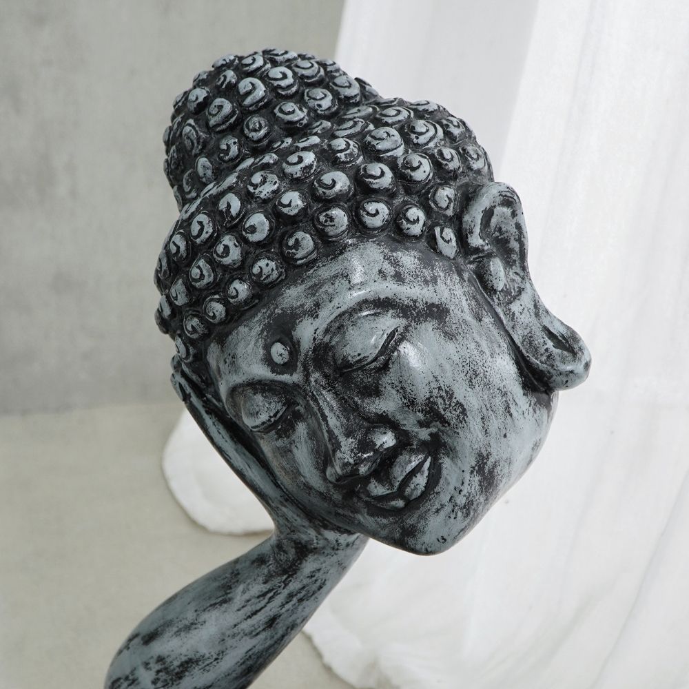 Spirituelle Buddha Statue RELAX 40cm antik-grau Deko Skulptur