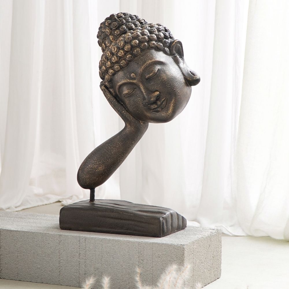 Spirituelle Buddha Statue RELAX 70cm gold-schwarz Deko Skulptur