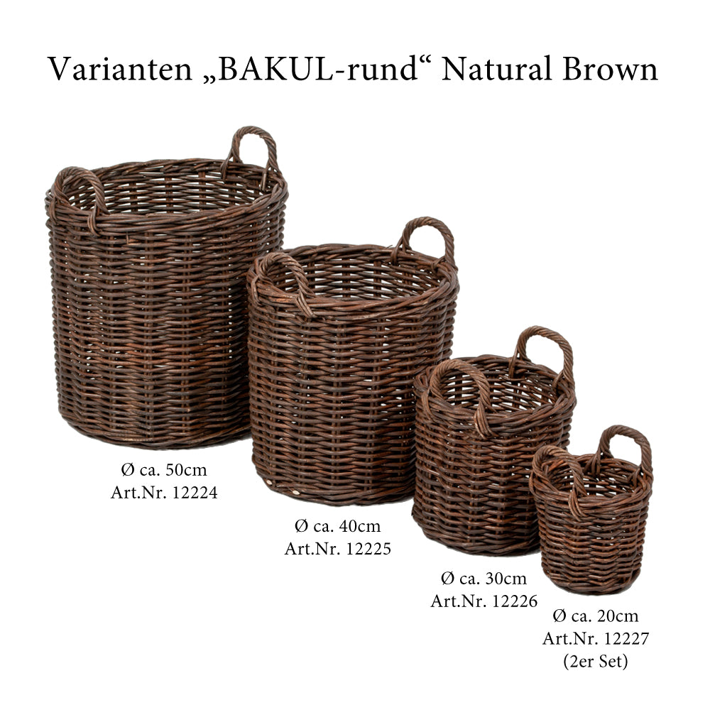 2er Set Rattankorb BAKUL rund Natural Brown ca. D20cm
