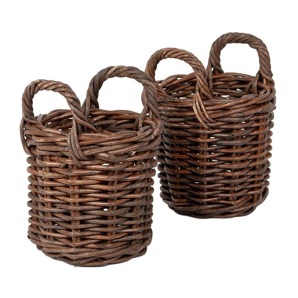 2er Set Rattankorb BAKUL rund Natural Brown ca. D20cm