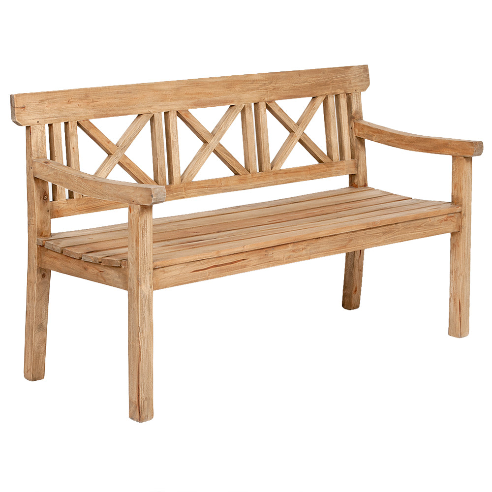Massivholz 3-Sitzer Gartenbank DRAHMA Antik-Natural 150cm