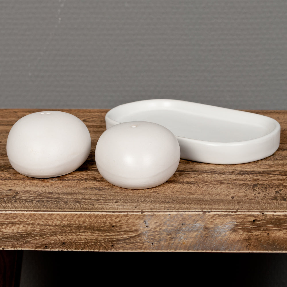 Salz-/ Pfefferstreuer Set Weiß Keramik