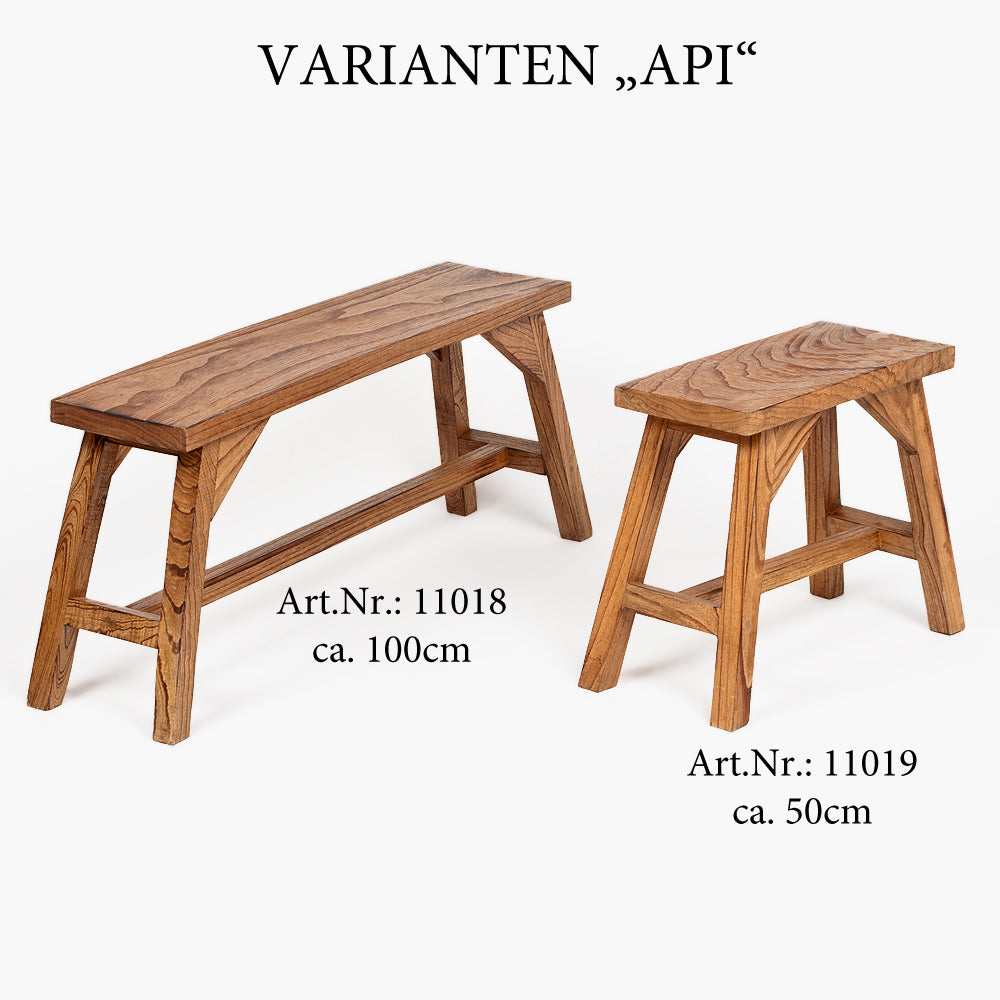 Massivholz Hocker APO Geflammt 50cm Albasia-Holz Handarbeit