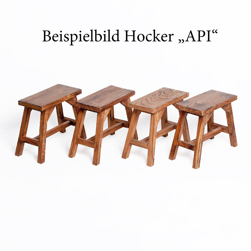 Massivholz Hocker APO Geflammt 50cm Albasia-Holz Handarbeit