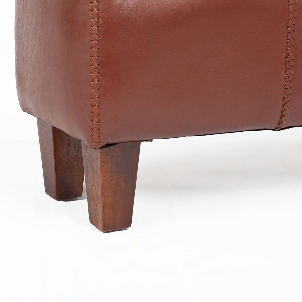 Echtleder Bank SENAM Brown Teak 110cm Sitzbank Turnbock