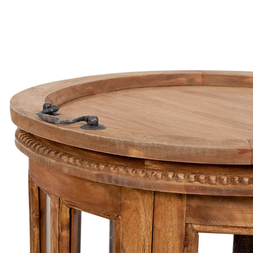 Barschrank CORUNA-Rund Antik Natural  Mahagoni