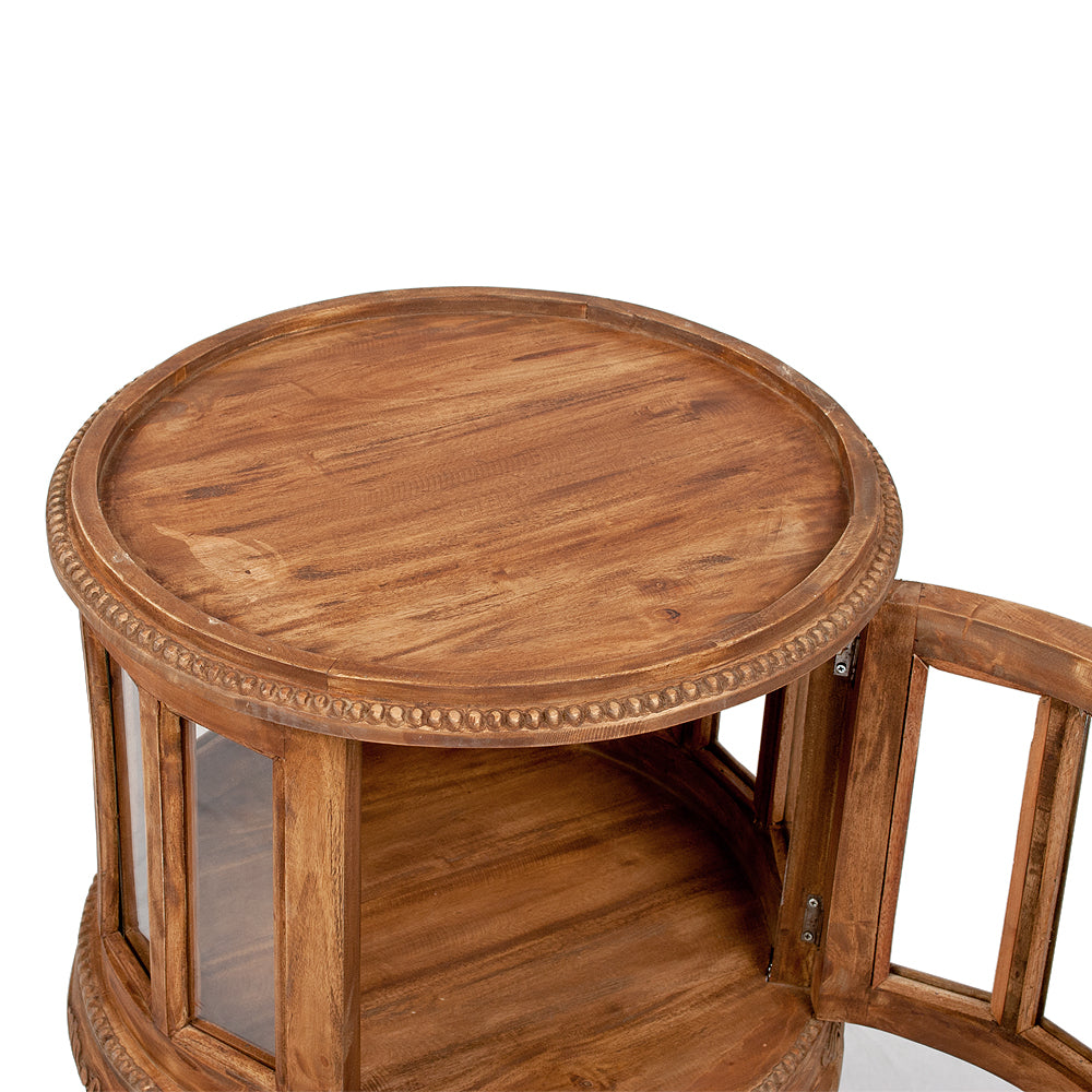 Barschrank CORUNA-Rund Antik Natural  Mahagoni