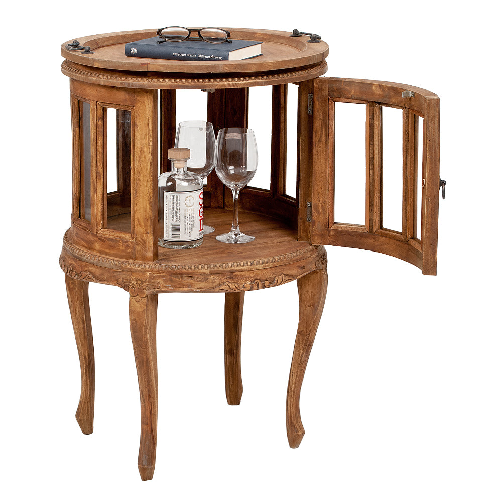 Barschrank CORUNA-Rund Antik Natural  Mahagoni