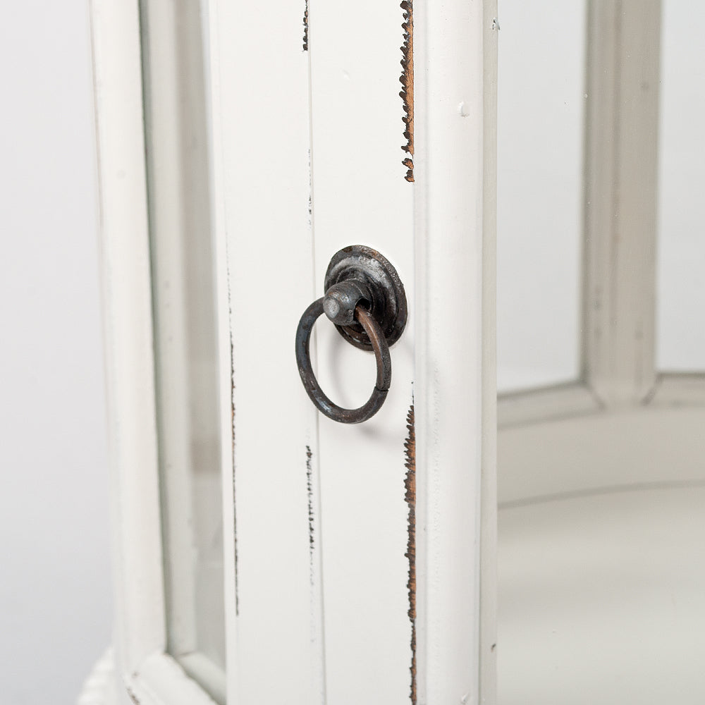 Landhaus Barschrank CORUNA-Rund 75cm Antique White Mahagoni