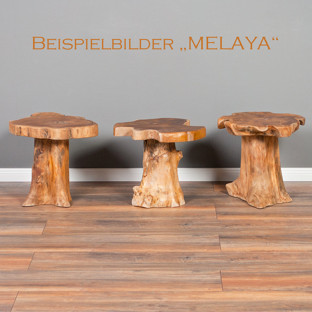 Massivholz Teak Beistelltisch MELAYA Natural ca.D 45cm Unikat